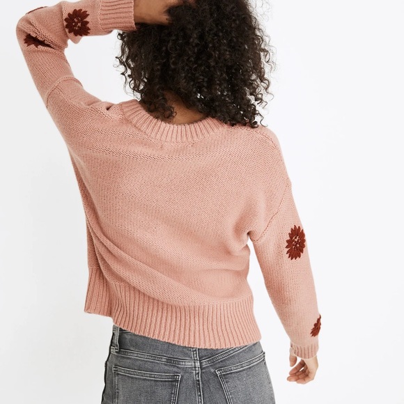 Madewell Pink Floral Crew Neck Sweater - Picture 3 of 7
